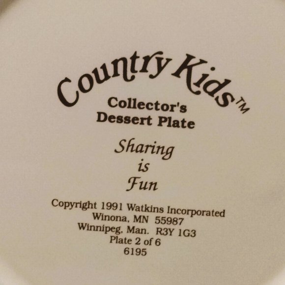 Vintage 1991 Watkins Country Kids Collectors Plate-Org. Recipe Booklet/Box Inc. - Picture 6 of 14